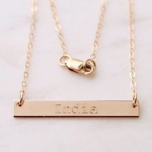 14k Gold Filled Custom Engraved Name Bar Necklace